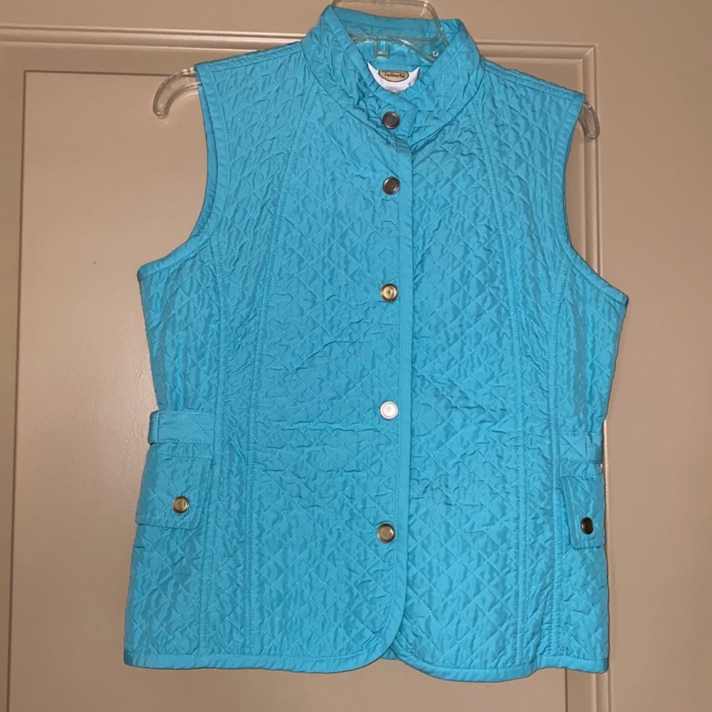 Women’s vest. Casual. Talbots. Quilted micro vest. Florida keys color